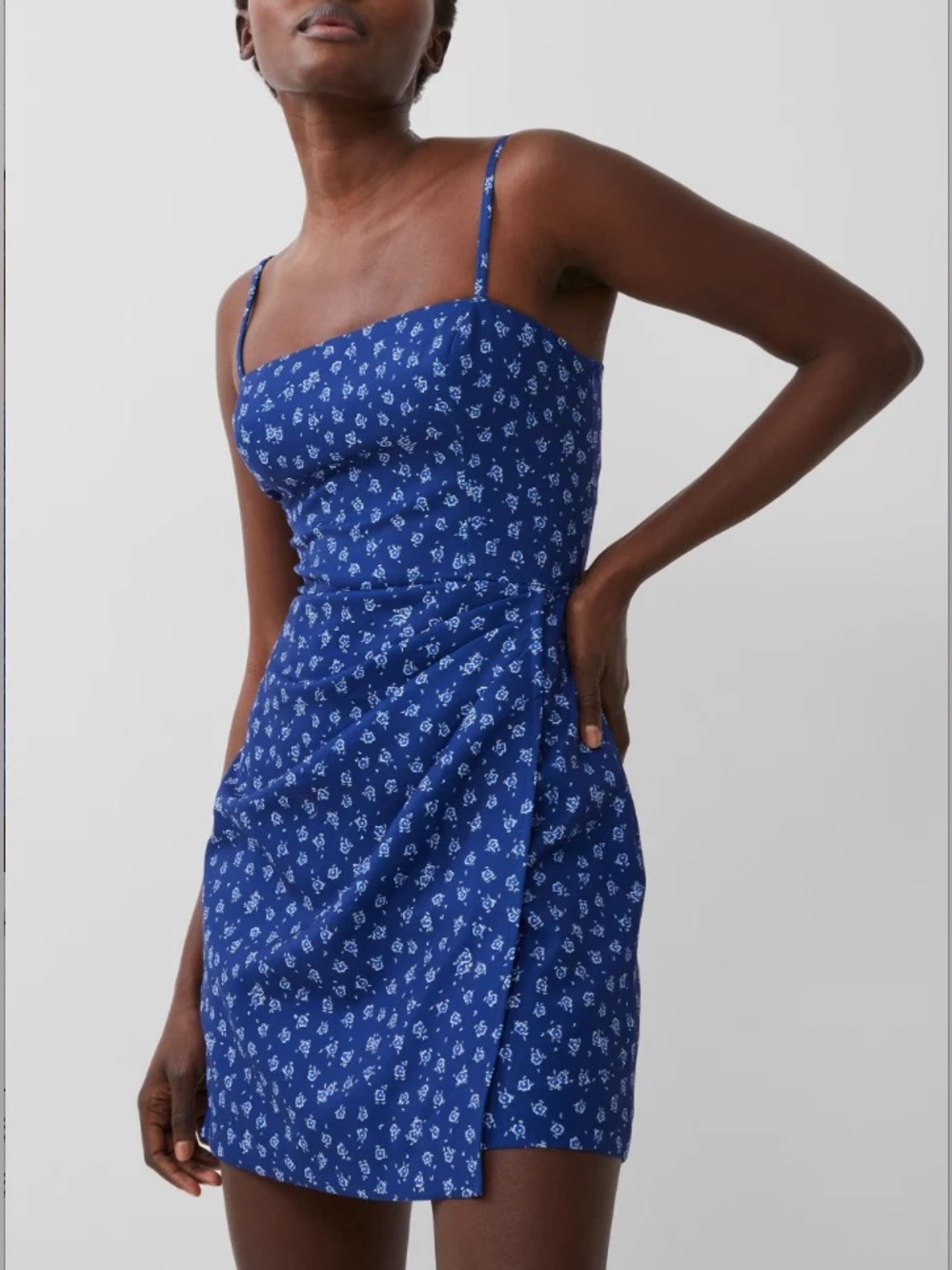 French Connection Aura Whisper Strappy
Dress Cobalt Blue White Floral Medium 8